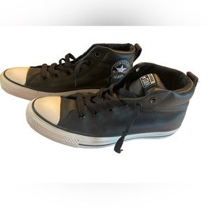 Converse Black Leather High Sz 7